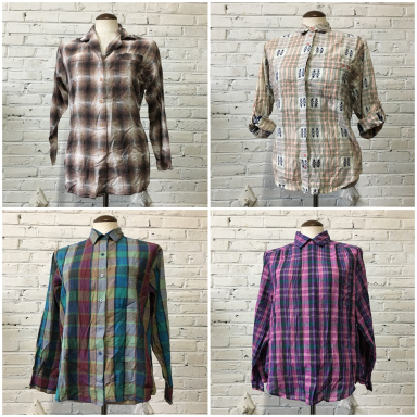 Vintage women's plaid blouse by the bundle